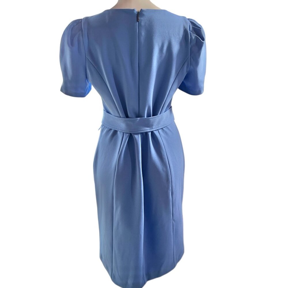 Karl Lagerfeld Paris Womens Blue Dress Size 10 Adjustable Belt Puff Sleeves READ - Picture 7 of 12